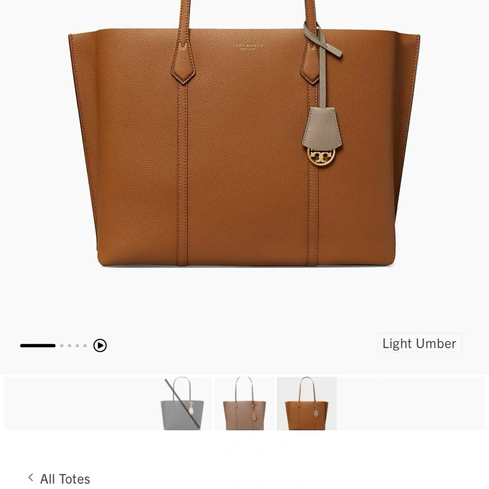 Tory Burch Brown Leather Tote with Gold Accent - Picture 11 of 12